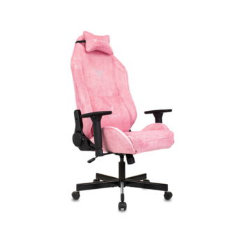 Кресло игровое Knight N1 Fabric розовый Velvet 36 с подголов. крестов. металл