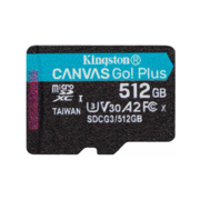 Карта памяти Micro SecureDigital 512GB Kingston microSDXC Class 10 UHS-I U3 V30 Canvas Go Plus 170MB/s