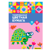 Бумага цветная Silwerhof ассорти тонир. 10л. 10цв. A4 Умная черепаха 80г/м2 1диз. папка (упак.:25шт)