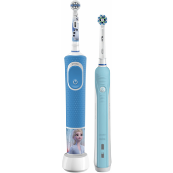 Набор электрических зубных щеток Oral-B Family Edition Pro 1 700+Kids Frozen бирюзовый/синий