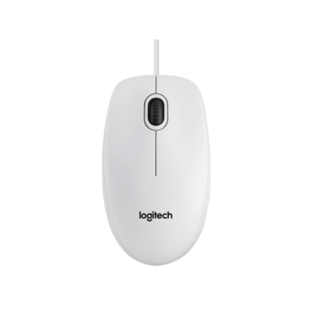 Мышь Logitech B100 White (белая, оптическая 800dpi, USB, 1.8м) (M/N: M-U0026)