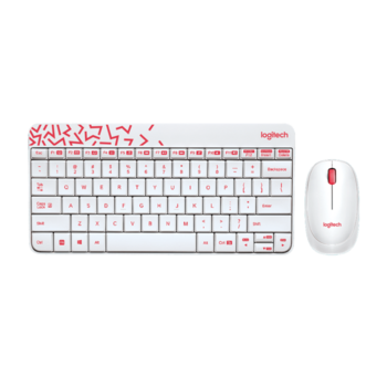 Комплект беспроводной Logitech MK240 Nano White/Red (клавиатура+мышь)