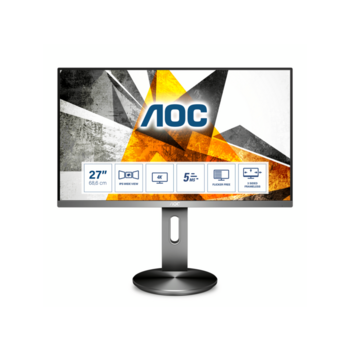 Монитор LCD 27'' 16:9 3840x2160(UHD 4K) IPS, nonGLARE, 350cd/m2, H178°/V178°, 1000:1, 50M:1, 1.07B, 5ms, 2xHDMI, DP, USB-Hub, Height adj, Pivot, Tilt, Swivel, Speakers, Audio out, 3Y, Black,Silver