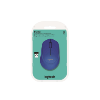 Мышь беспроводная Logitech M280 Blue (синяя, оптическая, 1000dpi, 2.4 GHz/USB-ресивер, под правую руку) (M/N: M-R0051 / C-U0010)