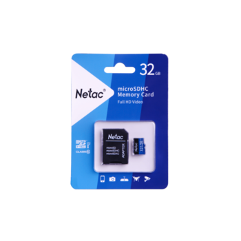 Карта памяти Netac MicroSD card P500 Standard 32GB, retail version w/SD adapter