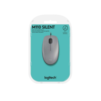 Мышь Logitech M110 Silent (M110s) Mid Gray (серая, бесшумная, оптическая, 1000dpi, USB, 1.8м) (M/N: M-U0051)