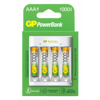 Аккумулятор + зарядное устройство GP PowerBank GP E411100AAAHC-2CRB4 NiMH 1000mAh (4шт) блистер