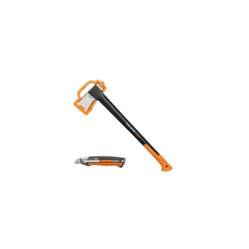 Топор Fiskars X25 большой черный/оранжевый в комплекте:нож (1057915)