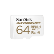 Карта памяти SanDisk MAX ENDURANCE microSDXC 64GB + SD Adapter - for home security cameras & dashcams, up to 30,000 Hours, Full HD / 4K videos, Extreme endurance, up to 100/40 MB/s Read/Write speeds, C10, U3, V30