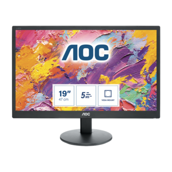 Монитор LCD 18.5'' [16:9] 1366х768(WXGA) TN, nonGLARE, 200cd/m2, H90°/V65°, 700:1, 20М:1, 16.7M, 5ms, VGA, Tilt, 3Y, Black