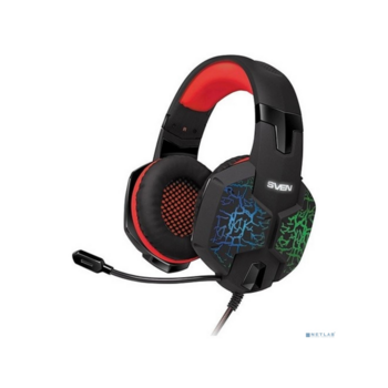 Игровые наушники с микрофоном SVEN AP-U988MV, черный-красный (USB, LED, 7.1)