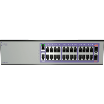220-Series 24 port 10/100/1000BASE-T PoE+, 2 10GbE unpopulated SFP+ ports, 1 Fixed AC PSU, 1 RPS port, L2 Switching with RIP and Static Routes, 1 country-specific power cord