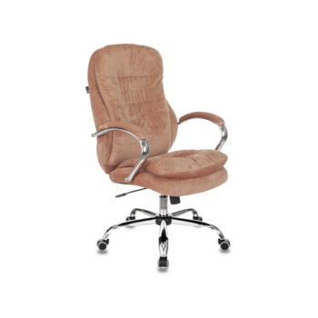Кресло руководителя Бюрократ T-9950SL Fabric светло-коричневый Velvet 90 крестов. металл хром