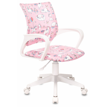 Кресло детское Бюрократ BUROKIDS 1 W розовый единороги крестовина пластик пластик белый
