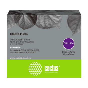 Картридж ленточный Cactus CS-DK11204 DK-11204 черный для Brother P-touch QL-500, QL-550, QL-700, QL-800