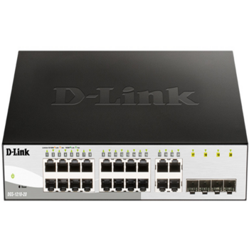 Коммутатор D-Link DGS-1210-20/F2A, L2 Smart Switch with 16 10/100/1000Base-T ports and 4 1000Base-T/SFP combo-ports.8K Mac address, 802.3x Flow Control, 256 of 802.1Q VLAN, VID range 1-4094, 4 IP Interface, 80