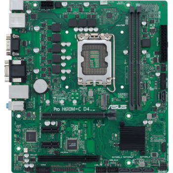 Материнская плата ASUS PRO H610M-C D4-CSM, LGA1700, H610, 2*DDR4, 4*SATA, 1*M.2, 2*USB 3.2, 2*USB 2.0, 1*COM port, 1*PCIx16, 2*PCIx1, DP+HDMI+VGA, mATX; 90MB1A30-M0EAYC