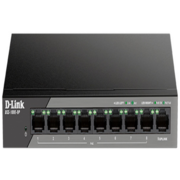 Коммутатор D-Link DSS-100E-9P/B1A, L2 Unmanaged Surveillance Switch with 8 10/100Base-TX ports and 110/100/1000Base-T port(8 PoE ports 802.3af/802.3at (30 W), PoE Budget92 W, up to 250 m power delivery).2K Ma