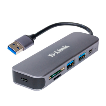 D-Link DUB-1325/A2A Концентратор с 2 портами USB 3.0, 1 портом USB Type-C, слотами для карт SD и microSD и разъемом USB 3.0