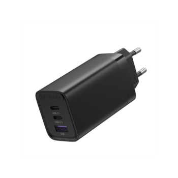 Зарядное устройство Vention 65W 3-port USB(C+C+A) GaN Charger(65W/30W/30W) EU-Plug Black