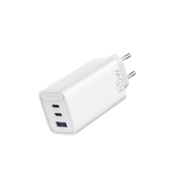 Зарядное устройство Vention 65W 3-port USB(C+C+A) GaN Charger(65W/30W/30W) EU-Plug White