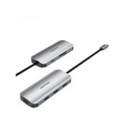 Usb-концентратор/хаб Vention USB-C to HDMI/USB 3.0x3/SD/TF/PD Docking Station Gray 0.15M Aluminum Alloy Type