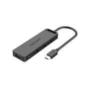 Usb-концентратор Vention Type-C to 4-Port USB 3.0 Hub with Power Supply Black 0.15M ABS Type