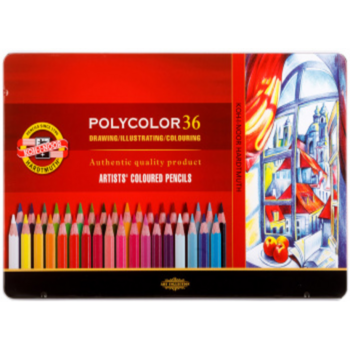 Карандаши цв. Koh-I-Noor Polycolor 3825 3825036002PL шестигран. дерево цветной корпус 36цв. мет.кор.