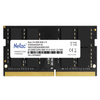 Модуль памяти Netac Basic SO DDR4-3200 8G C22 SODIMM 260-Pin DDR4 / NB PC4-25600 1.2V JEDEC