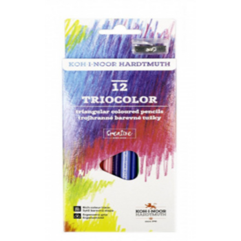 Карандаши цв. Koh-I-Noor TrioColor 3132 3132012011KS трехгран. цветной корпус 12цв. коробка/европод. (12шт) 12 карандашей + точилка