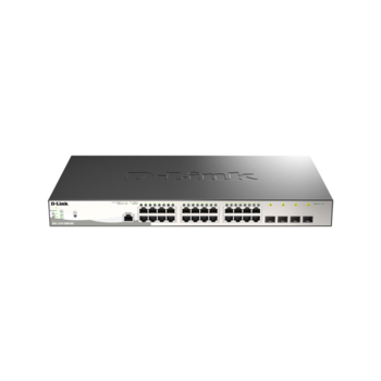Коммутатор Коммутатор/ DGS-1210-28MP/ME Managed L2 Metro Ethernet Switch 24x1000Base-T PoE, 4x1000Base-X SFP, PoE Budget 370W, Surge 6KV, CLI, RJ45 Console, Dying Gasp