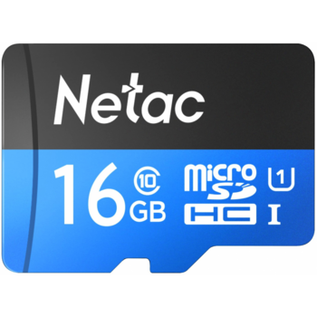 Носитель информации Netac P500 Standard MicroSDHC 16GB U1/C10 up to 90MB/s, retail pack card only