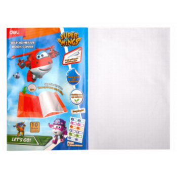 Пленка Deli EZ75012 Super Wings для книги с липк.сл. (набор 10шт) ПП гладкая прозр. 450х300мм