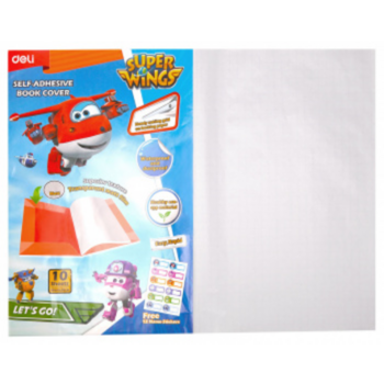 Пленка Deli EZ75112 Super Wings для книги с липк.сл. (набор 10шт) ПП гладкая прозр. 500х360мм