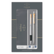 Набор ручек Parker Jotter Core FK691 (2093257) Stainless Steel GT сталь нержавеющая подар.кор. ручка перьевая, ручка шариковая сменный стержень 1стерж. стреловидный пиш. наконечник кругл.