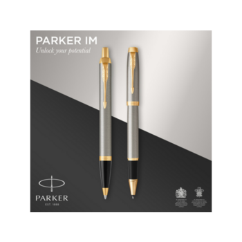 Набор ручек Parker IM Core TK223 (2093217) Brushed Metal GT подар.кор. ручка роллер, ручка шариковая сменный стержень 1стерж. кругл.