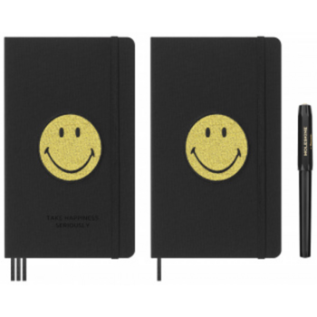 Набор Moleskine Le Smiley ежедневник/блокнот/ручка-роллер Large линейка черный