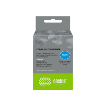 Картридж ленточный Cactus CS-M21-750595GN белый на зеленом 19.1x6.4 для Brady BMP21-PLUS, BMP21-LAB