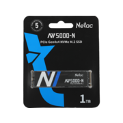 SSD накопитель Netac SSD NV5000-N 1TB PCIe 4 x4 M.2 2280 NVMe 3D NAND, R/W up to 4800/4600MB/s, IOPS(R4K) 400K/530K, TBW 640TB, without heat sink, 5y wty