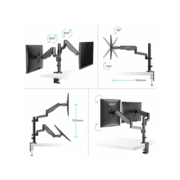 Настольный кронштейн-газлифт для двух мониторов ONKRON G140 чёрный