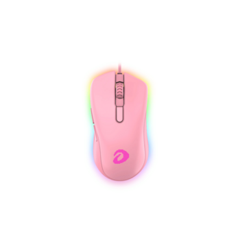 Мышь игровая проводная Dareu EM908 Pink (розовый), DPI 600-10000, подсветка RGB, USB кабель 1,8м, размер 122.36x66.79x39.83мм