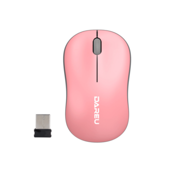 Мышь беспроводная Dareu LM106G Pink-Grey (розовый с серым), DPI 1200, ресивер 2.4GHz, размер 99.4x59.7x38.4мм