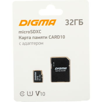 Флеш карта microSDXC 32Gb Class10 Digma CARD10 + adapter