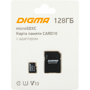 Флеш карта microSDXC 128Gb Class10 Digma CARD10 + adapter