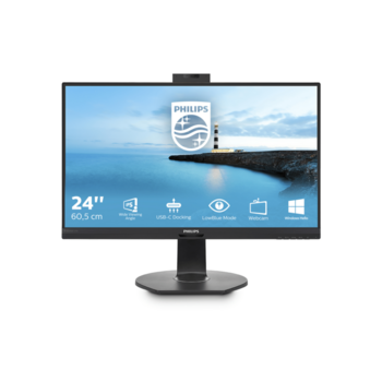 Монитор LCD 23.8'' 16:9 1920х1080(FHD) IPS, nonGLARE, 75 Hz, 250 cd/m2, H178°/V178°, 1000:1, 50М:1, 16.7M, 5ms, HDMI, DP, USB-C, USB-Hub, Height adj, Pivot, Tilt, Swivel, Speakers, Camera, 3Y, Black