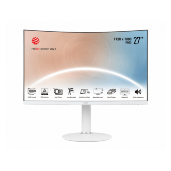 Монитор LCD 27'' [16:9] 1920х1080(FHD) VA, Curved, nonGLARE, 75 Hz, 250 cd/m2, H178°/V178°, 3000:1, 100M:1, 16.7M, 4ms, HDMI, USB-C, Height adj, Tilt, Swivel, Speakers, 1Y, White