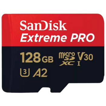 Карта памяти SanDisk Extreme Pro microSD UHS I Card 128GB for 4K Video on Smartphones, Action Cams & Drones 200MB/s Read, 90MB/s Write, Lifetime Warranty