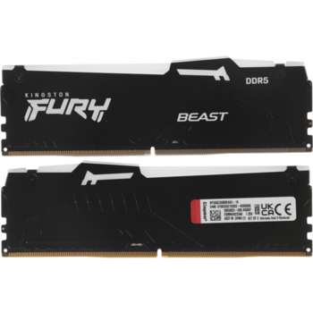 Память DDR5 2x8GB 5600MHz Kingston KF556C36BBEAK2-16 Fury Beast Black RGB RTL Gaming PC5-44800 CL36 DIMM 288-pin 1.25В kit single rank с радиатором Ret