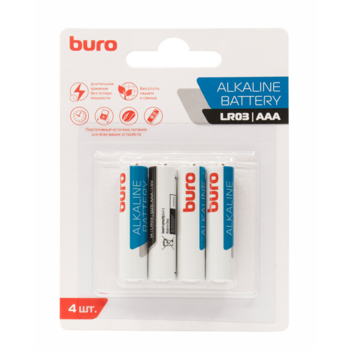 Батарея Buro Alkaline LR03 AAA (4шт) блистер