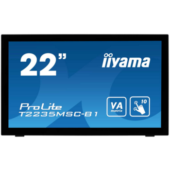 Монитор LCD 21.5'' [16:9] 1920х1080(FHD) VA, GLARE, TOUCH, 60 Гц, 250cd/m2, H176°/V176°, 3000:1, 12M:1, 16.7M, 6ms, VGA, DVI, HDMI, DP, Tilt, Speakers, 3Y, Black